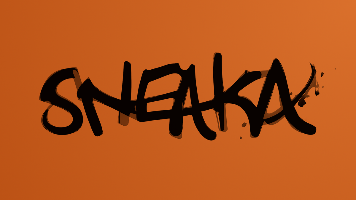 sneaka signature on a orange background