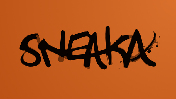 sneaka signature on a orange background