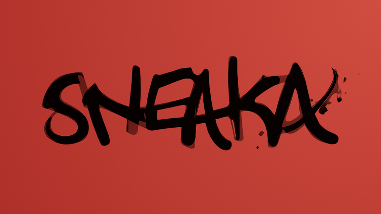 Sneaka signature on a red background 